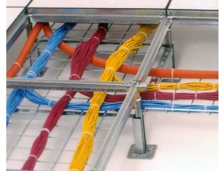 Cable tray system requires no tools for installation.